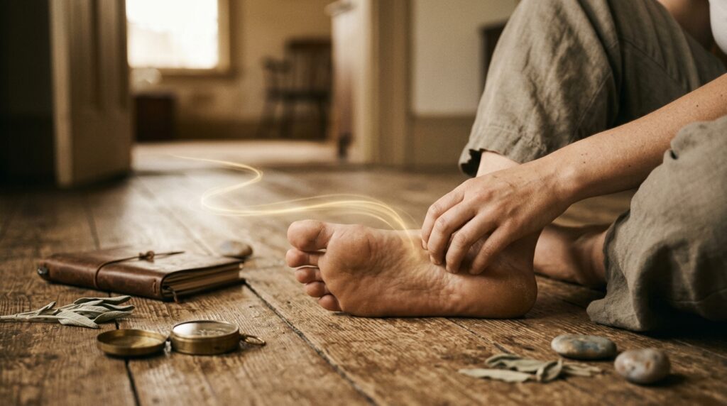 bottom of right foot itching spiritual meaning
